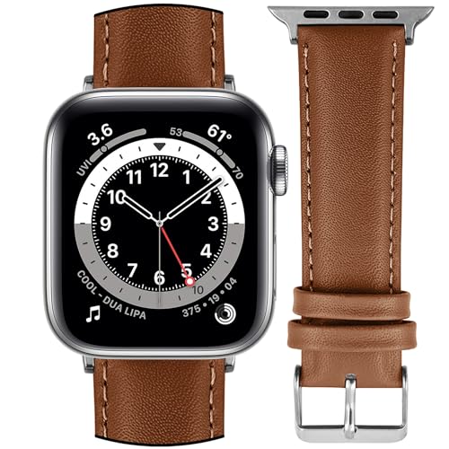 Image of DBLACK ''NAGATA2'' Compatible with Apple Watch Strap 42mm 44mm 45mm 46mm 49mm, Leather Watch Strap, Full Padded with Strong stitching, Matte Finish Watch Belt for iWatch Series 10 9 8 7 6 5 4 3 2 1 SE /SE2 and Ultra 2 /Ultra (Watch is Not Included)