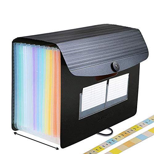 Carpeta Clasificadora - ABClife Archivador acordeón 12 Bolsillos de gran Capacidad soporte Extensible portátil acordeón Clasificador Documentos, Archivador A4 para Office School (12 Bolsillos Tapa)