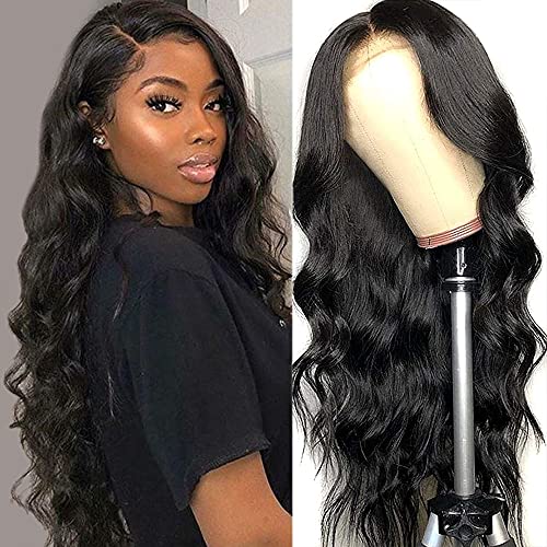 Body Wave Lace Front Wigs Human Hair, Brazilian Virgin Human Hair 4x4 Lace Closure Wigs, 150% Density Human Hair Wigs with Baby Hair Natural Hairline Wigs for Black Women (18 inch)