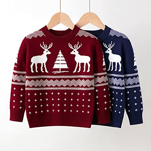 Kids Toddler Boys Girls Christmas Sweater Knitted Long Sleeve Crewneck Pullover Reindeer Sweaters Children Sweatshirts3