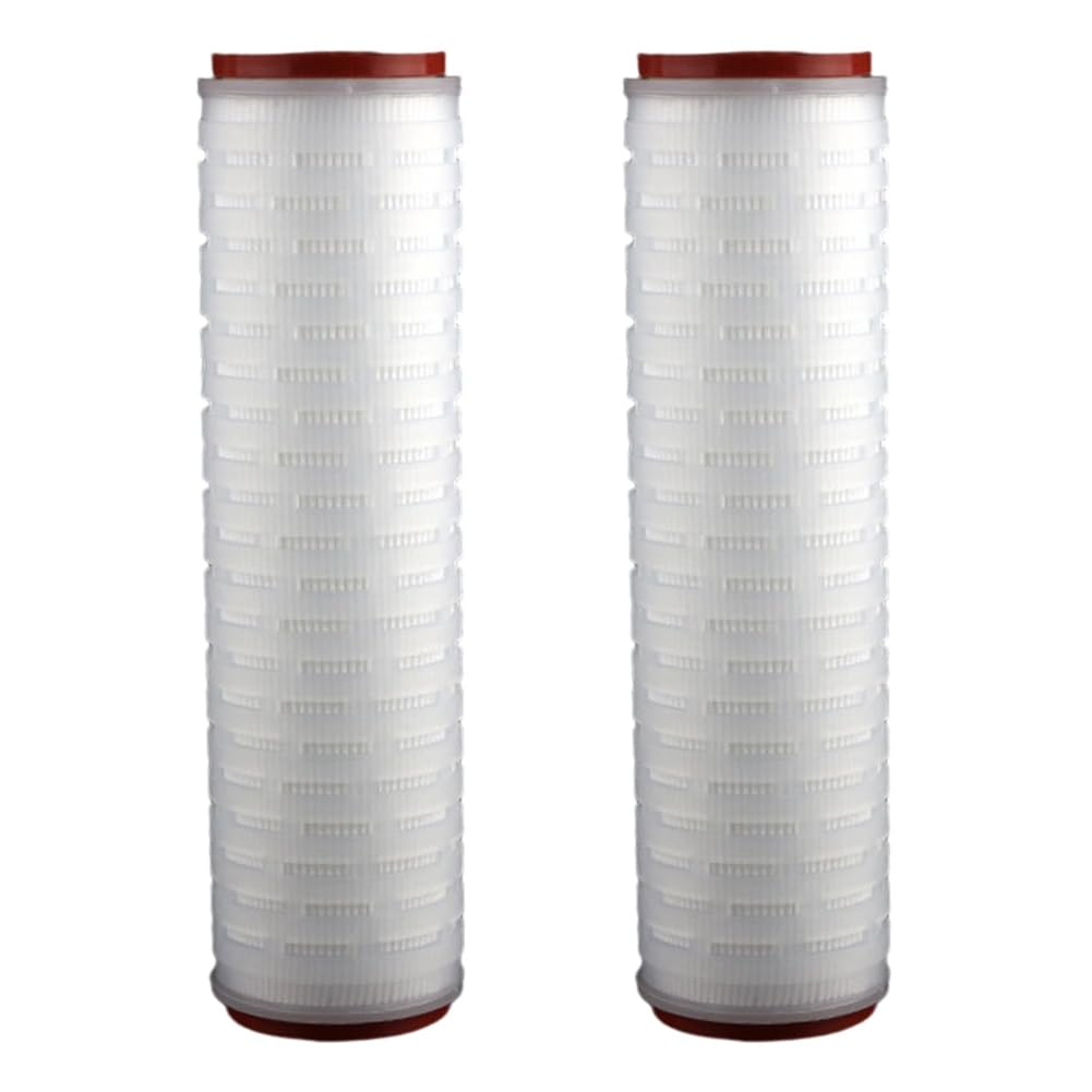 2 Cartucce Filtranti A Membrana Plissettate per Purificatore d'Acqua da 10" A Doppia estremità Aperta in Microfibra di Polipropilene