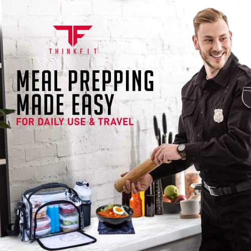 Thinkfit Clear Meal Prep Bag With 6 Bpa-Free, Reusable, Microwavable, Freezer Safe Clear Containers For Food And More | Clear Lunch Bags For Work With Handles | Clear Stadium Bag | Meal Prep Lunch Box #TOP7