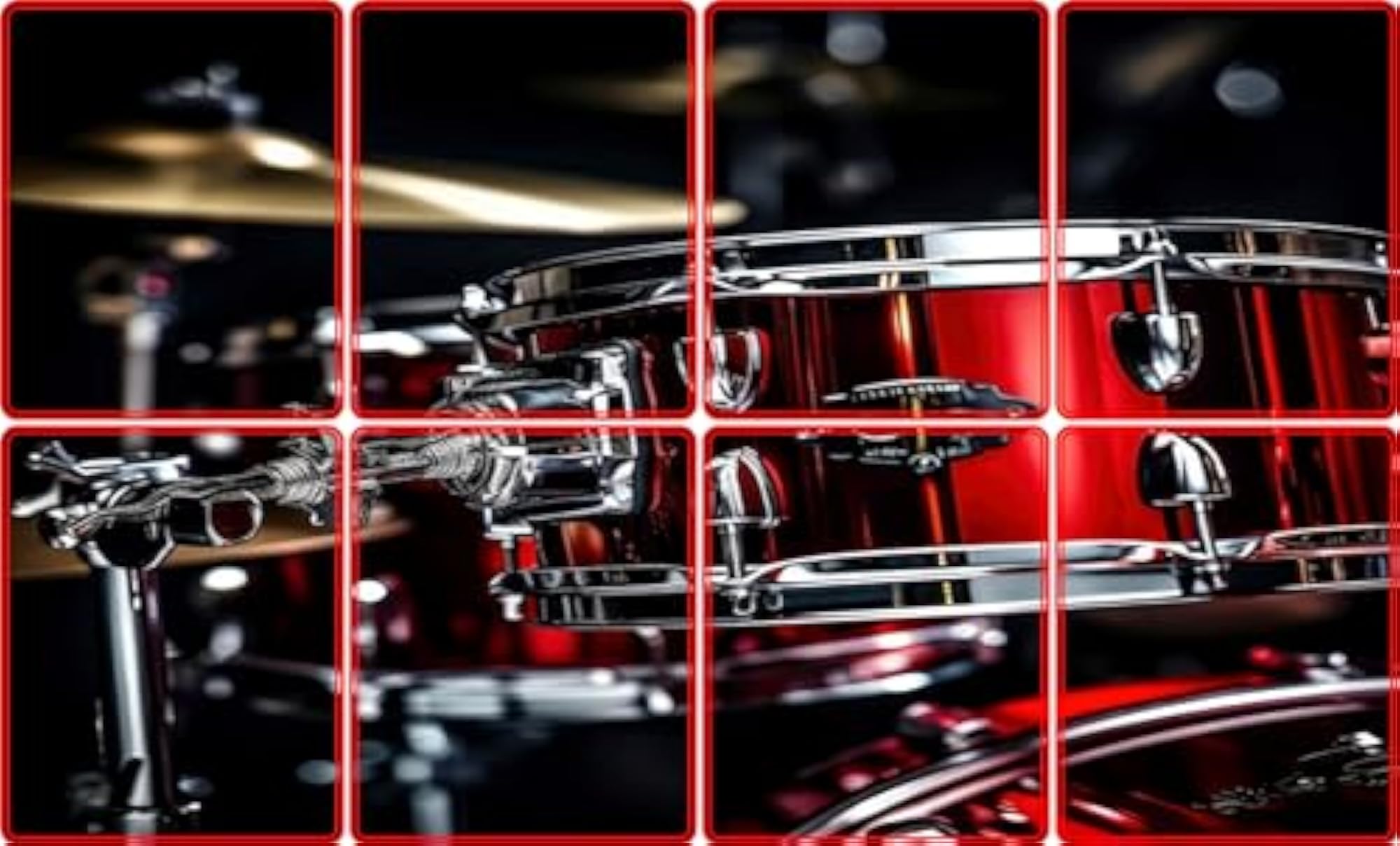 Drum Set Vinyl Waterproof Stickers Set of 8pcs