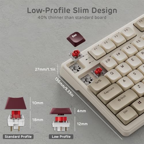 Image of RK ROYAL KLUDGE N80 Low Profile Mechanical Keyboard w /Smart Display Screen & Knob, 75% Top Mount 3-Modes Wireless Mechanical Keyboard, Software Support, Massive Battery, 80 Keys, Quiet Red Switch