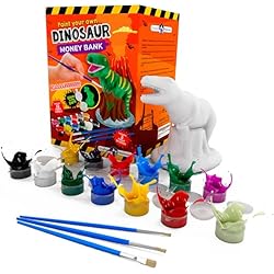 Maletin Money In The Bank Original Stationery Pinta tu Propia Hucha Dinosaurio de Cerámica DIY - Manualidades de Dinosaurios para Pintar Kit de T-Rex Que Brilla en la Oscuridad! Regalos Niños