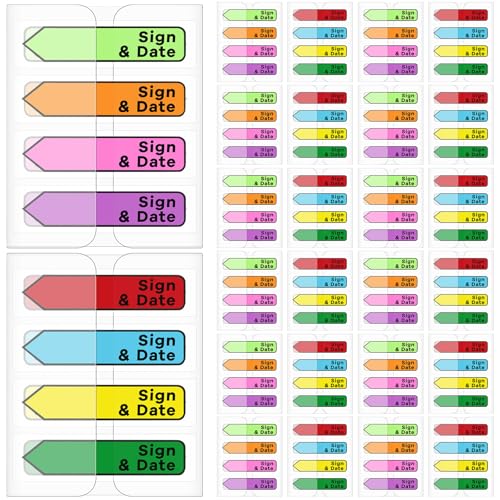 2400 pestañas de fecha de señal con dispensador en 8 colores para organizar planificadores