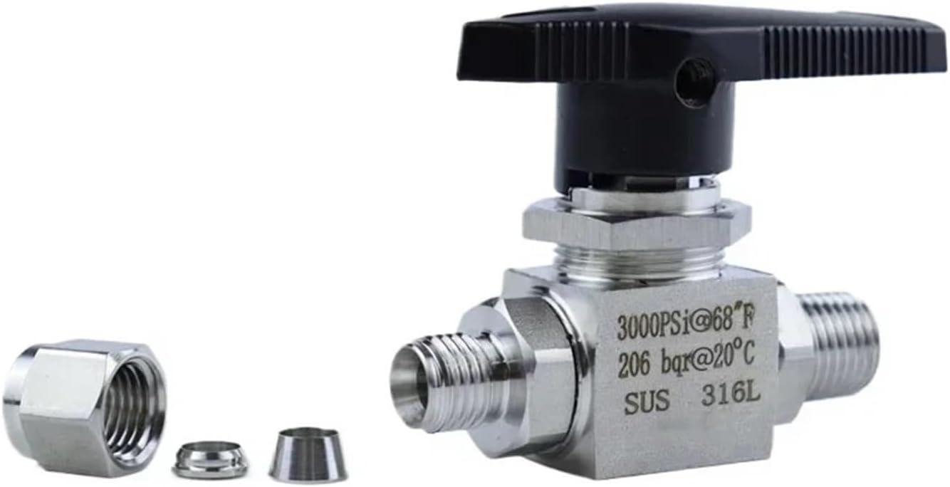 1/8インチ 1/4インチオスから3 6mm 1/8 1/4インチチューブOD圧縮ユニオンボールバルブ316Lステンレススチール(P