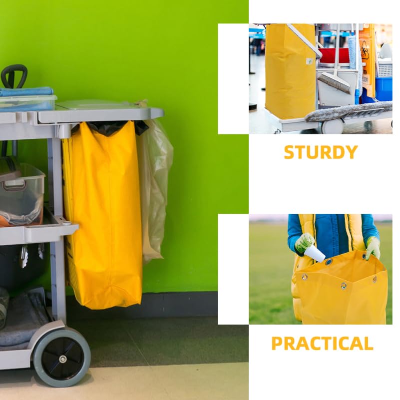 Image of Replacement Janitorial Cart Bags 27.16X15.74X10.23 Inch Canvas Cleaning Bags for Housekeeping Carts 2 Pack Durable Waste Collection and Cleaning Supply Tote
