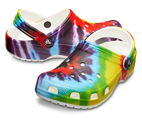 Image of Crocs Classic Tie Dye Graphic Unisex Shoes Size 9, Color: White /Multicolored-Multi-Colored