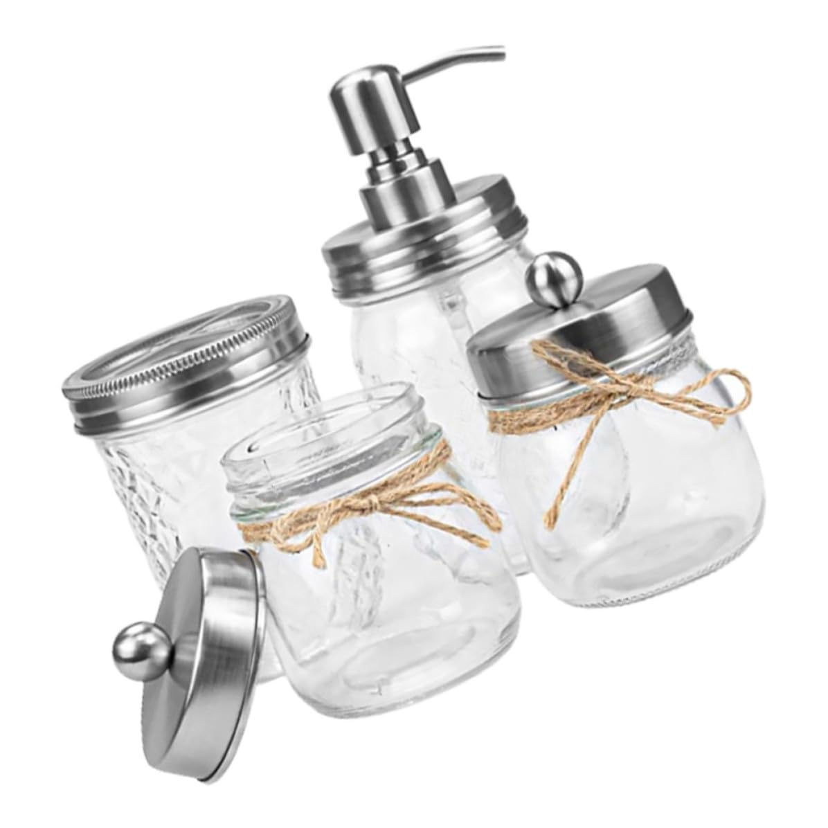 Juego de Accesorios de Baño Práctico y Elegante y Botella de Loción de Vidrio Plata Vaso para Cepillo de Dientes para Hotel y Hogar