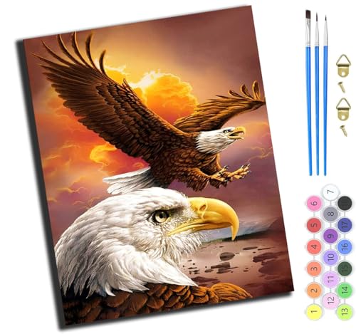 XIAOYOUQIAN Animal Sky Lord Eagle,Pintura Por Números Para Adultos,Kit De Manualidades De Pintura Al Óleo,Con Pinceles Y Pintura Acrílica Para Regalo,40X50 Cm,Sin marco