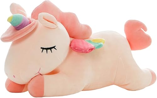 Animal de peluche de unicornio, suave peluche de unicornio para abrazar, juguete de juguete para niños (rosa, 19.6 pulgadas)