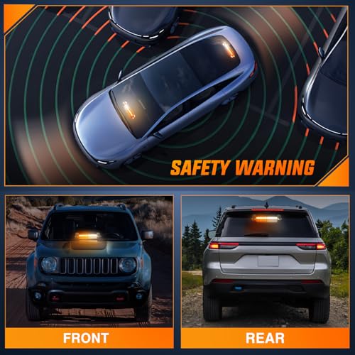 Image of Nilight 12LED Traffic Advisor Strobe Light Bar Amber White Hazard Safety | Emergency Warning Dash Front /Rear Windshield Flashing Lights for Cars Trucks Police Firefighter Plow Construction Vehicles