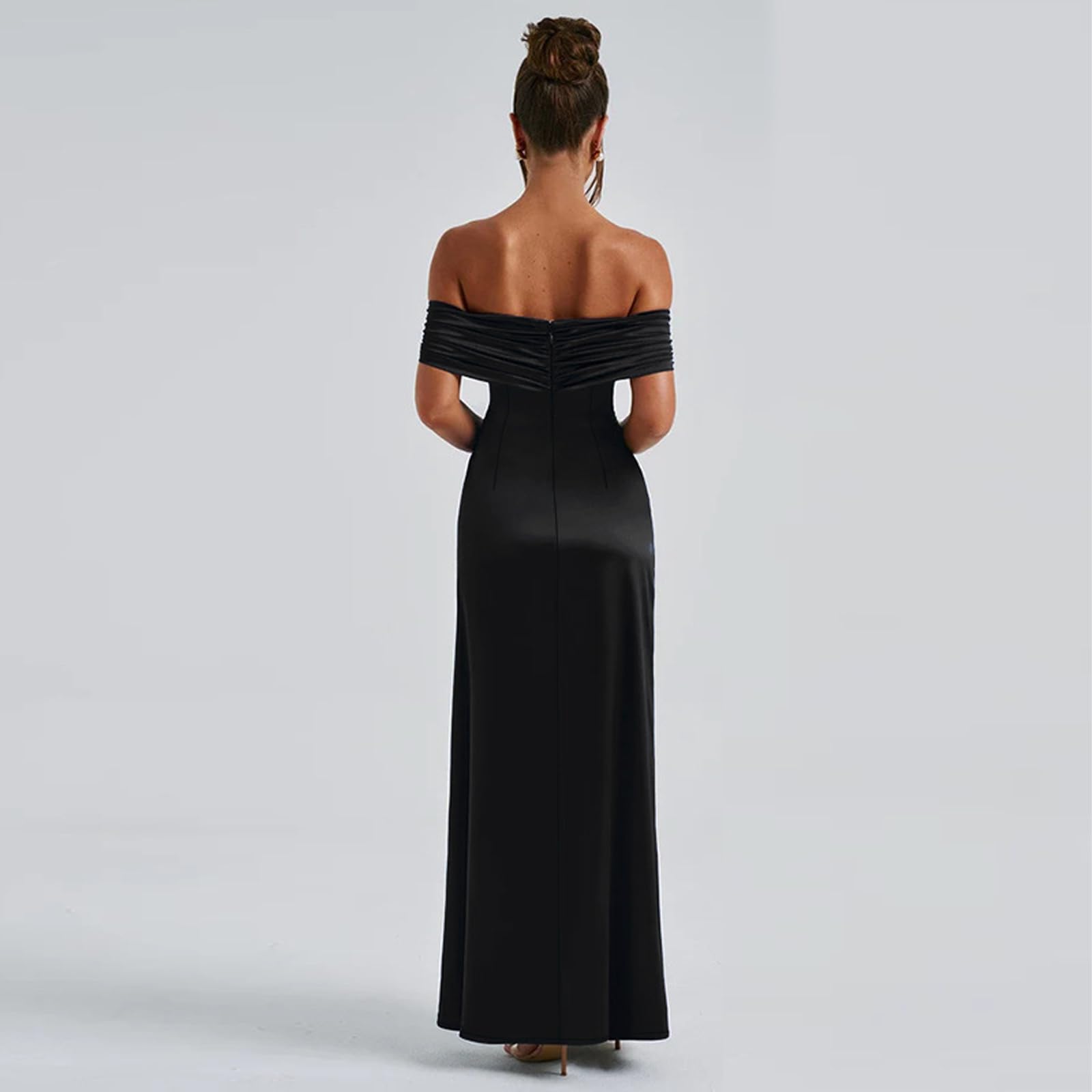Robe de Soirée Femme Sexy sans Manches Robe Longue Epaules Dénudées MidiRobe Elégant Fendue Slim Bodycon Robes d'Été Robes de Gala Dos Nu pour Cocktail Nuit Clubbing Fête
