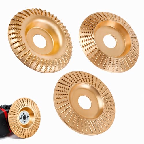 Image of 3 PCS Wood Grinding Disc Set for Angle Grinder,Tungsten Carbide Wood Carving Wheel Attachments for 4 inch&4.5 inch Grinders,Wood Shaping Sanding Polishing Grinding Disc Woodworking Surface Finishing (Mix)
