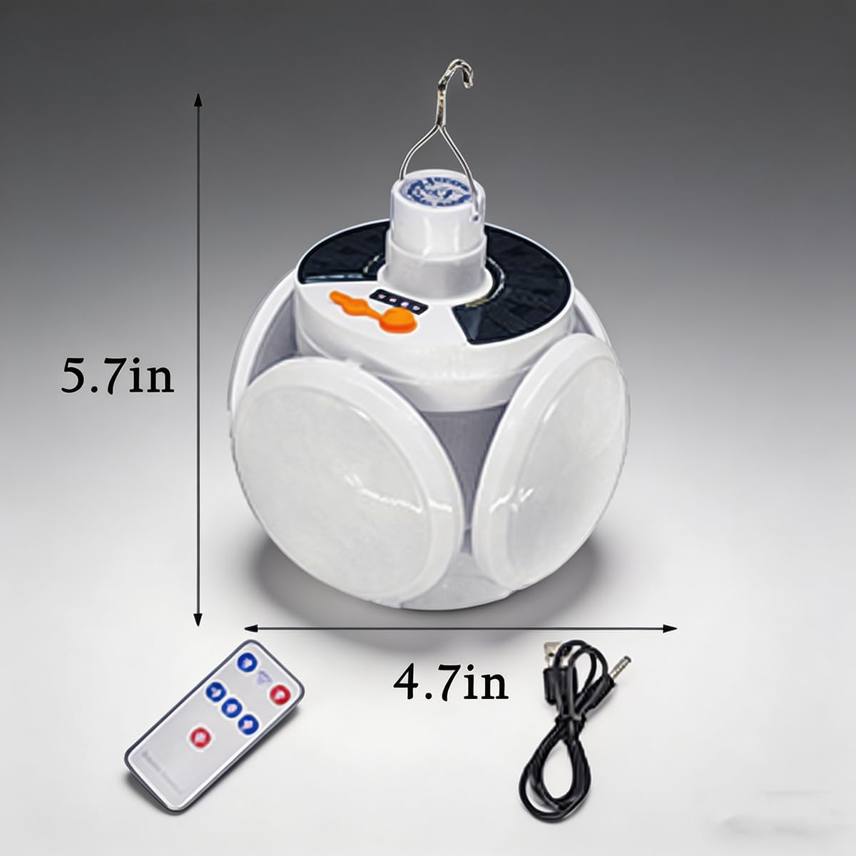 Linterna solar LED plegable para camping, 45 LED, 5 modos, recargable por USB, control remoto, portátil, para colgar al aire libre, pesca, emergencia, patio, jardín, paquete de 2