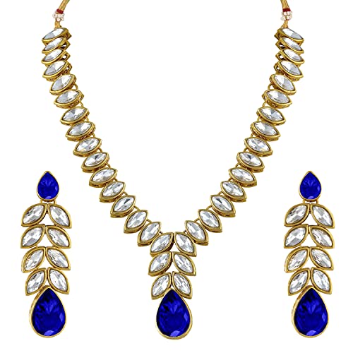 Image of Peora Traditional Crystal Necklace & Jewellery Set Gift for Women