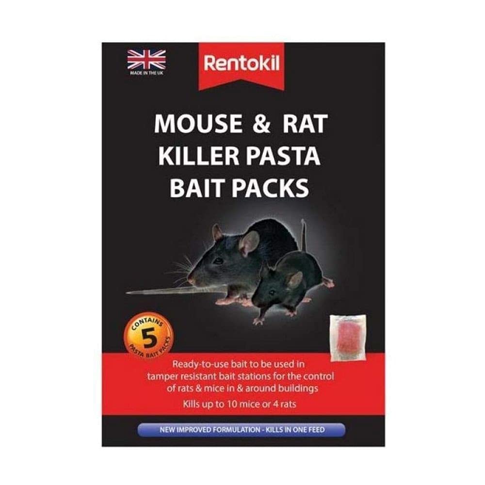 Rentokil Mouse & Rat Killer Pasta Bait 5 Sachets Indoor Outdoor Rodent Control