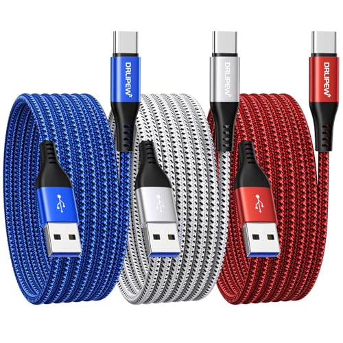 USB C Charger Cable 3M 3Pack Extra Long USB to USB C Fast Charging Cable Braided 3A USB Type C Lead Fast Charge Compatible with Samsung Galaxy S21 S22 Plus S23 S20 S10 A54 A21s A20e Xperia PS5 Switch