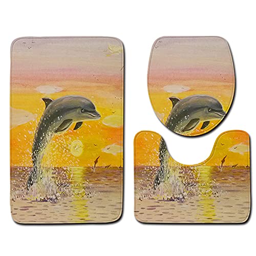 oneforus 3-teiliges Badematten-Set 3D-Druck absorbierende rutschfeste Badematte Teppich Toilettenmatte Teppich…