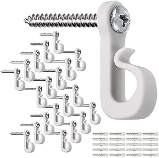 SELEWARE Pack of 20 Q-Hanger, Home Christmas Lights Hanger Hooks with Phillips Screw for Garage New Year Party Outdoor Easy Release Wire and Fairy Led Lights, Widthwise Screw, Gray-White