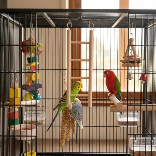 XLIUAX 4 Pack Hanging Bird Climbing Ladder, 3&4&5&6 Step Wooden Bird Ladder Bird Cage Ladder Climbing Toys for Parrot Hamster Cockatoo Lovebird Bird Cage Accessories - Image 7