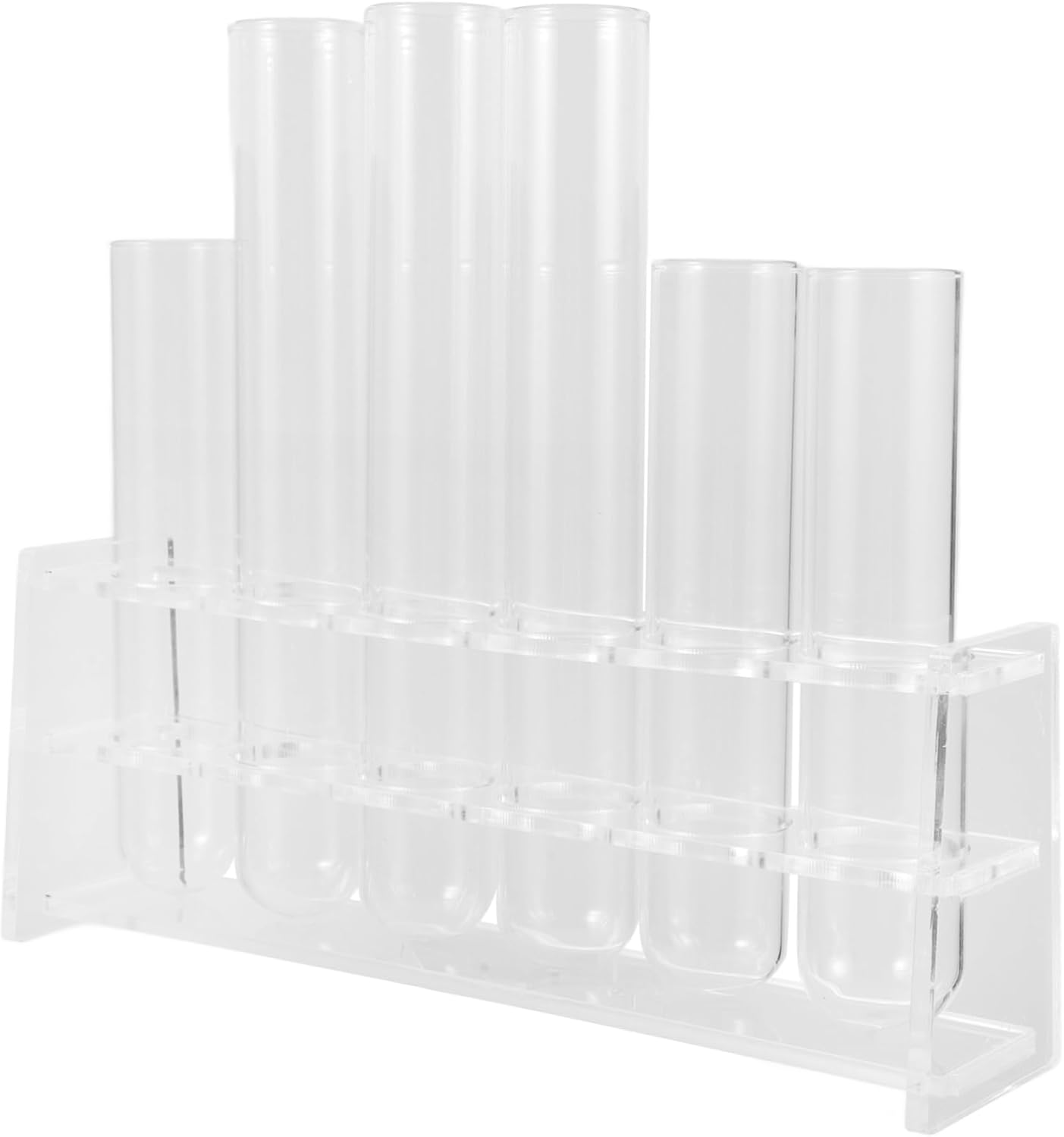 1 Set Clear Glass Test Tube Planter with Plastic Rack Hydroponic Propagation Station for Home Office Garden Wedding Decor Stylish Practical Plant Terrarium Display
