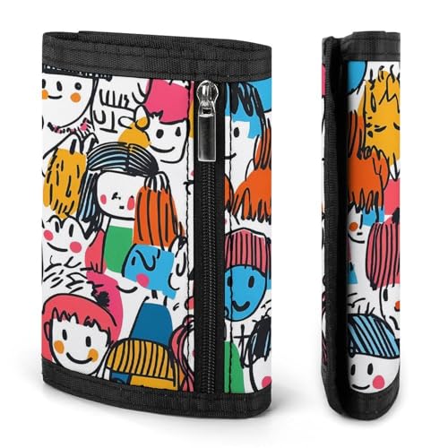 Cartoon Faces Hand-Drawn Graffitin wallet for men women change wallets coin pouch3