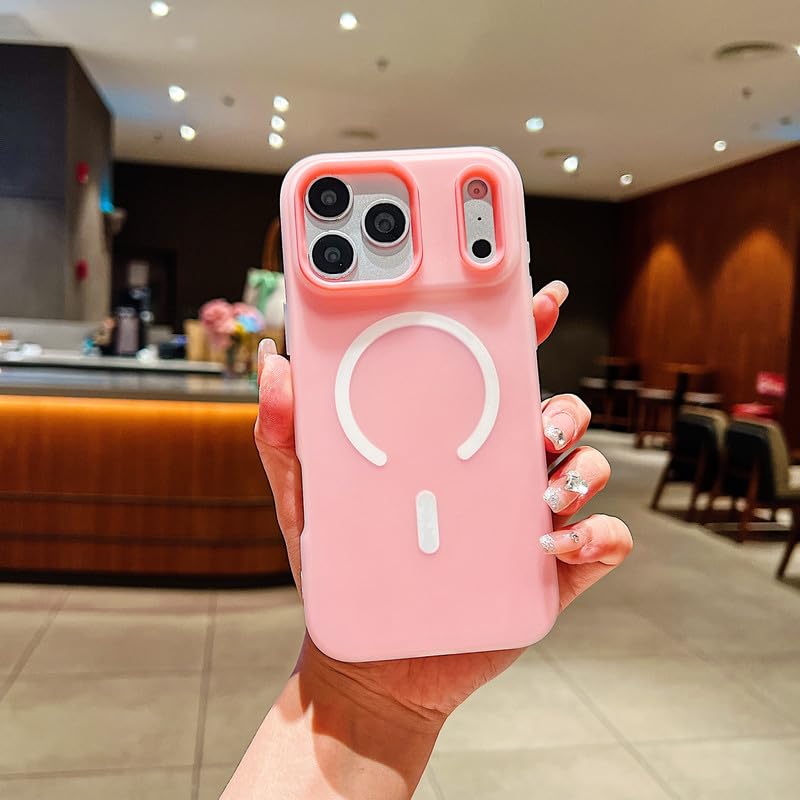 Image of LuxuryKase Magnetic Silicone Candy Case for iPhone 17 Pro Max | MagSafe Compatible | Slim Protective Case | Lightweight & Flexible | Wireless Charging | Soft Matte Finish - Pink