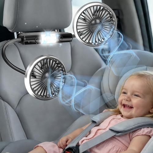 Dual Backseat Car Fan for Backseat for Kids, Car Back Seat Fan fo...