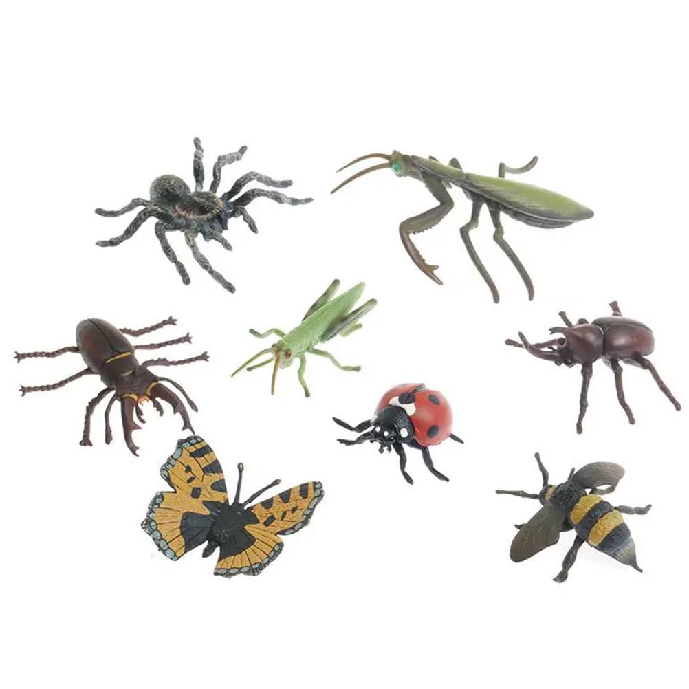 Montessori Insekten-Figuren-Set, realistische Käfermodelle Insekten-Tierfiguren für Kleinkind-Sprachlernen (8 Stück)