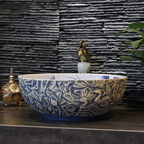 Ceramiczna Umywalka Łazienkowa Nablatowa, Umywalka Nablatowa W Stylu Retro W Kształcie Lotosu Do Nowoczesnych Łazienek Domowych