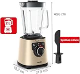 Moulinex Electric Blender, 1200 W, Glass Bowl Useful Capacity 1.5 L, Smoothie Blender, Powelix Blade Technology, High Quality, Easy Cleaning, PerfectMix Black/Gold LM871A10 - 3