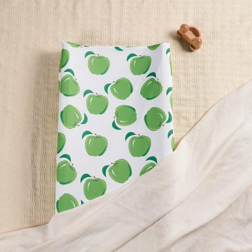 Image of Baby Changing Pad Cover, Changing Table Cover for Girls Boys, Ultra Soft Breathable, 2 Pack Green Apple & Fruit Green