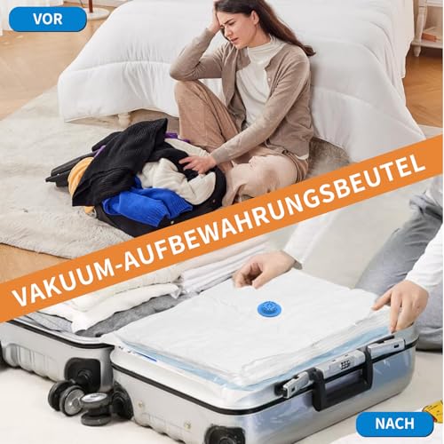 Kissleaf Vakuumbeutel für Kleidung Bettdecken mit Elektrische Pumpe 24 Stück Reise Schnelles Ablassen der Luft Platzsparend Staub- und Wasserdichtplus Größe für mehr Kompression