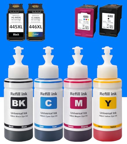 Image of VERENA Refill KIT for HP 682 Ink Cartridge for Compatible Ink Jet Printer HP 2135 2138 5085 5075 3635 3636 3835 2675 2676 4535 4675 3775 3776 3777 Black Colour Combo Pack (Full Set)