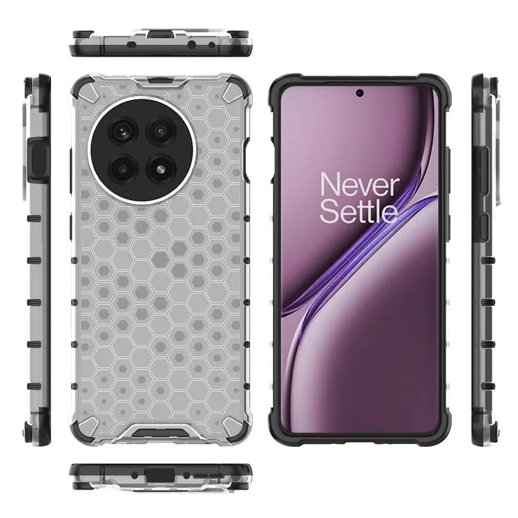 Image of Hard PC Back Case Cover for Oneplus 13R Honeycomb Pattern Anti Slip Ultra Thin Shockproof Reinforced Corners (Polycarbonate|Clear)