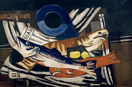 Affiche Max Beckmann nature morte de grands poissons pour décoration salon 60x90cm
