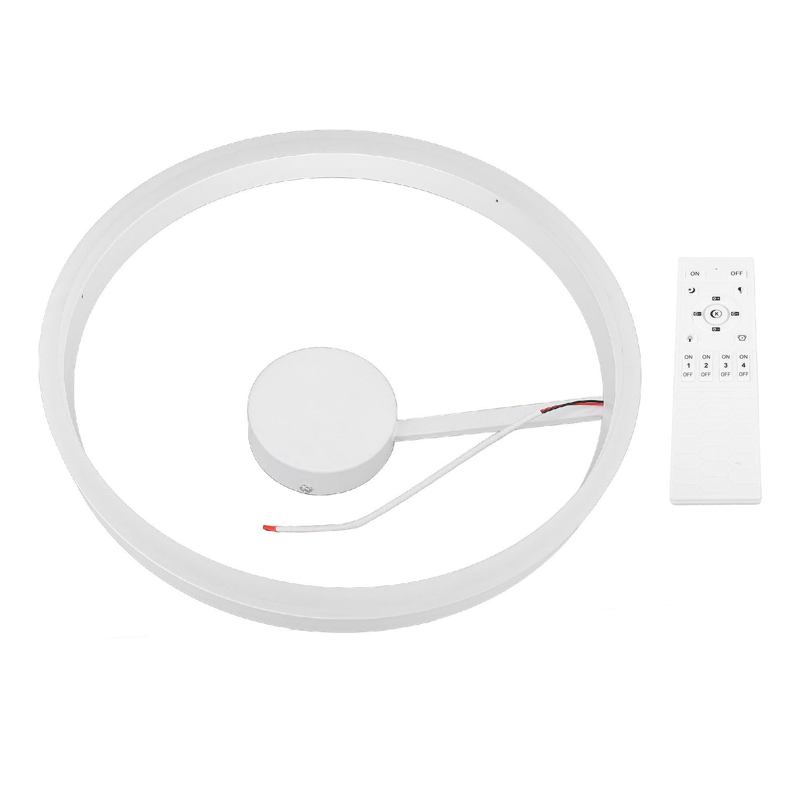 ASHATA Sufitowa z możliwością Przyciemniania do Montażu Podtynkowego do Salonu, Współczynnik Oddawania Barw 90, Nowoczesny Okrągły Design, Białe Ciepłe, Neutralne światło, żelazny Akryl 23,6 Cala