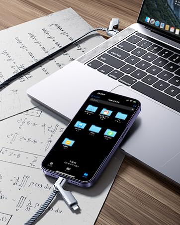 [One is Enough] 4-in-1 Compatible with USB C to Lightning Cable, 60W High-Speed Charging & Fast Data Transfer,CarPlay & Android Auto Support Multi Charger Cord Combo for iPhone/Samsung/iPad,5FT 5FT 60W image 9 of 9 B0CXSDVS7J