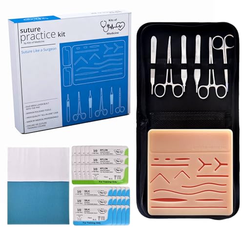 Kit di Sutura | Corso Video Di Suture 9 Video In Italiano | Kit Pratica Di Sutura Completo Per Studenti Di Medicina, Veterinari | Cuscinetto Per Sutura Di Silicone Resistente | Ottimo Regalo