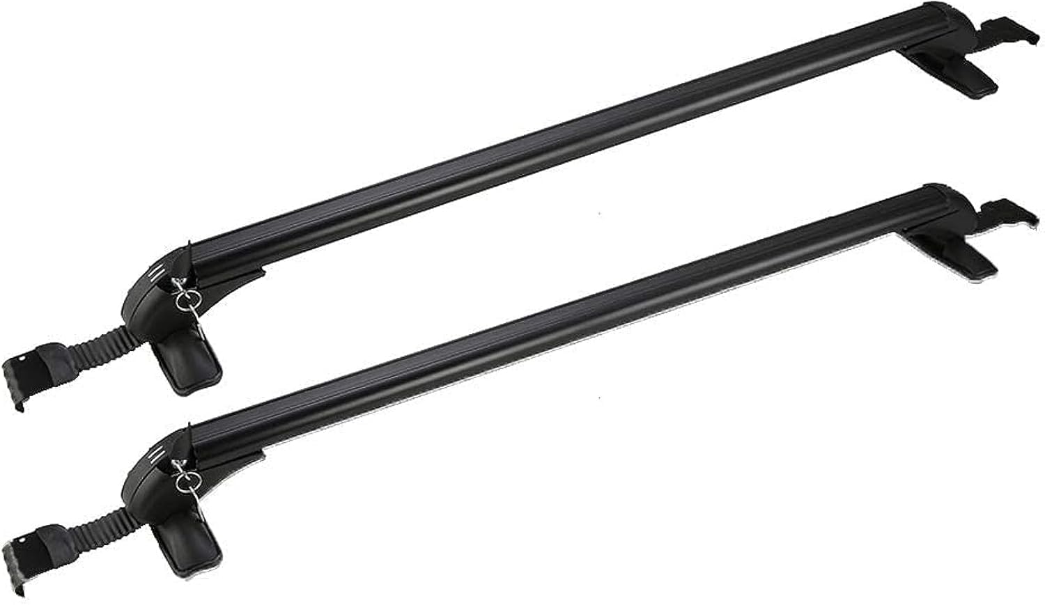 EVERGOODS 2PCS Lockable Car Roof Bars 105cm – Aluminium T-Slot Roof Rack with 2 Keys, Anti-Theft Luggage Carrier for Vehicles with Raised Roof Rails
