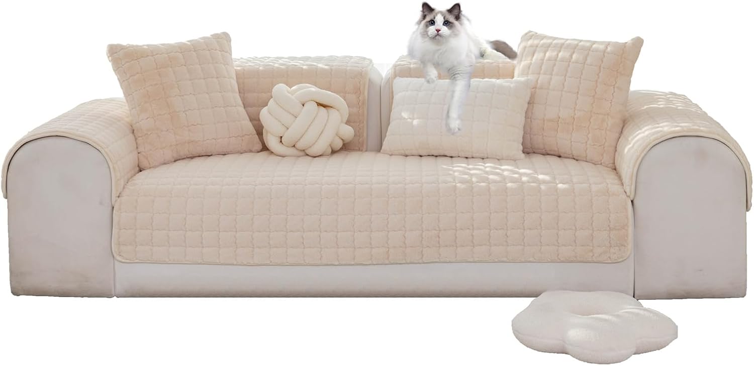 Cakers Plush Sofa Cover 1, 2, 3, 4 Seater, Sofa Protector, NonSlip