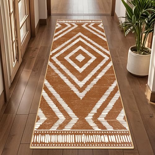 Tapete corredor Boho 2x6ft antideslizante y lavable miniatura 1