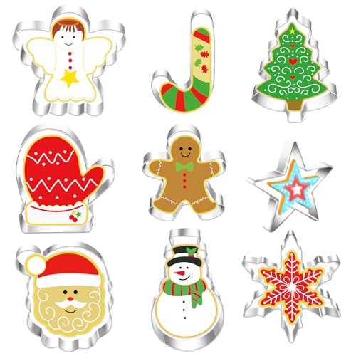Calkkrer 9-Piece Christmas Cookie Cutter Set Cookie Cutters for Festive Christmas Cookies Baking and Festive Christmas Bakery