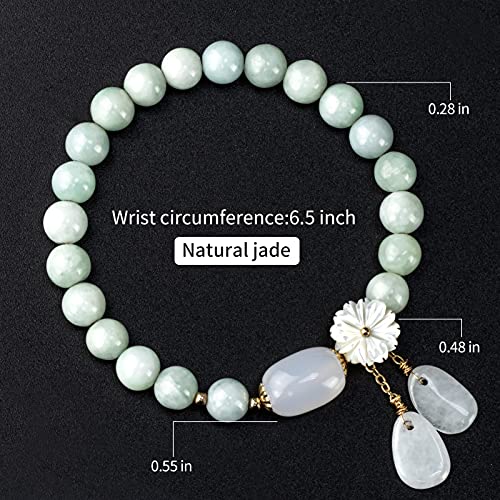 Natural Jade Bracelet for Women Gradient Green Jade Bead Elastic Bracelet, Suitable for Christmas, Thanksgiving2