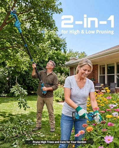Image of SEESII 2-in-1 Pole Electric Pruning Shears, 2.2 inch Cut Cordless Pole Pruner