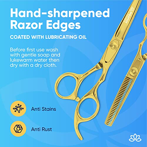 Image of Equinox Professional Barber Scissors Set - Includes Scissors & Thinning Shears for Hair Cutting & Grooming, Japanese Stainless Steel Barber Accessories