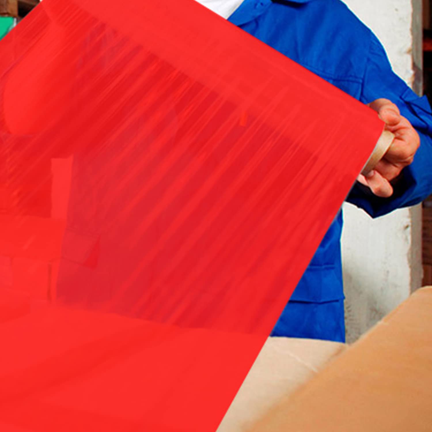 Pack 3 Film Embalaje de Colores + Cinta Adhesiva Transparente, Rollo Elástico 50cm Extensible hasta 300m, Protector para Mudanzas y Embalajes - Ofituria (Rojo, Amarillo y Verde + Cinta Transparente)