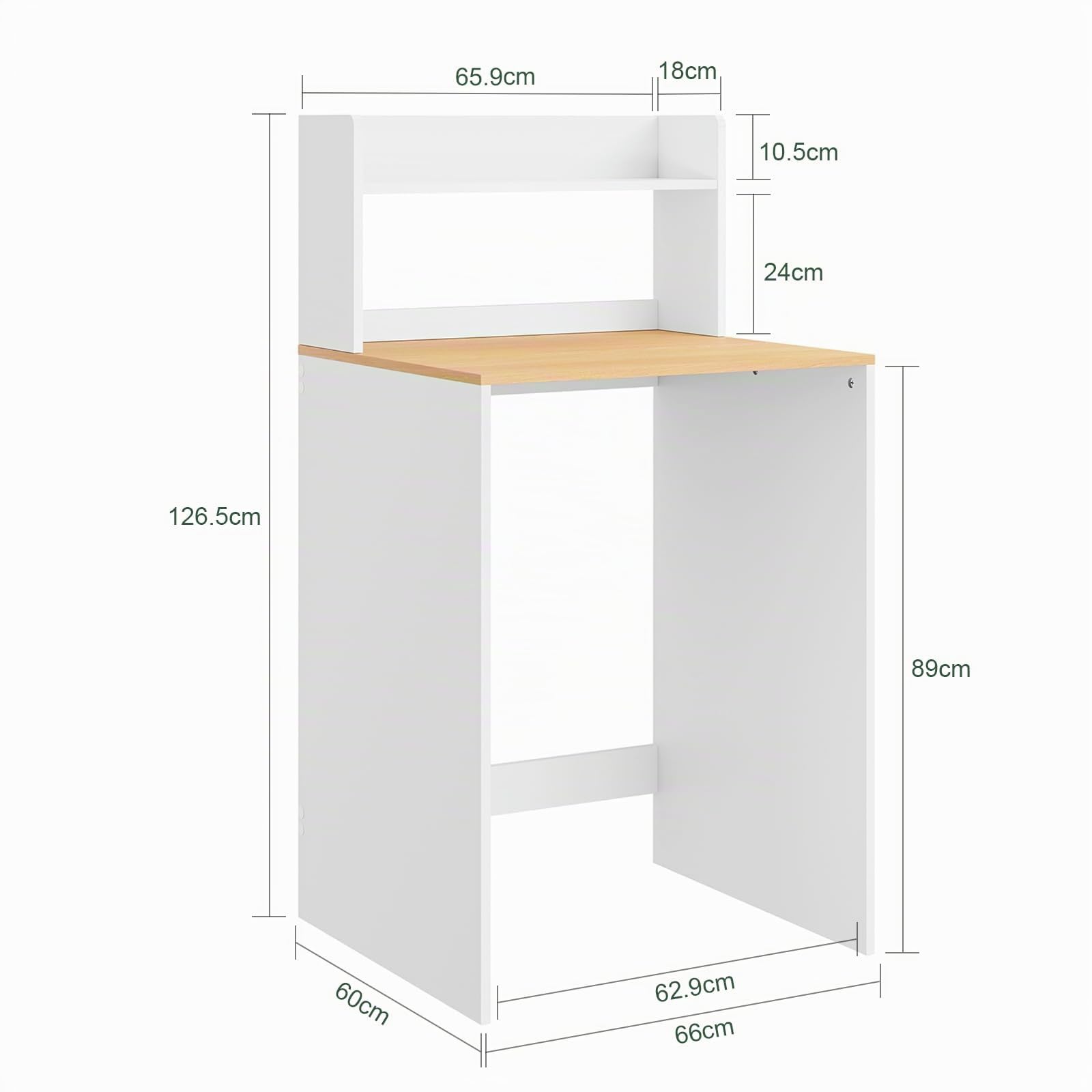 SoBuy Mueble Lavadora con Barandilla Anticaída 66x60x127 cm para Lavandería | Estantería Lavadora, Armario Baño con Encimera, Mueble Auxiliar Baño Blanco y Madera Natural BZR224-WN